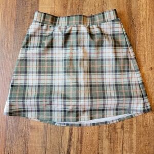 Halara Green Plaid Stretchy Mini Skirt With Built In Shorts